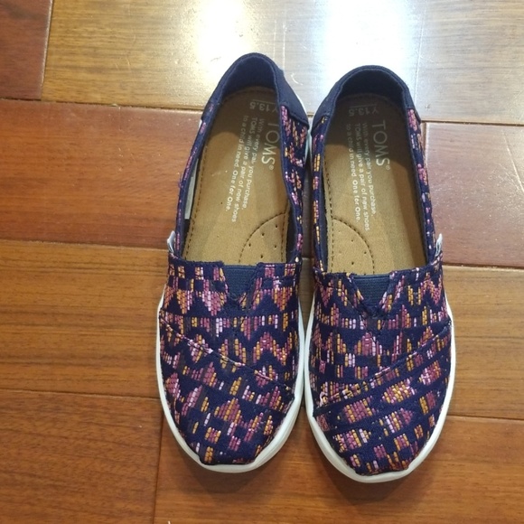 Toms Other - Toms Embroidered Blue Pink Slip On